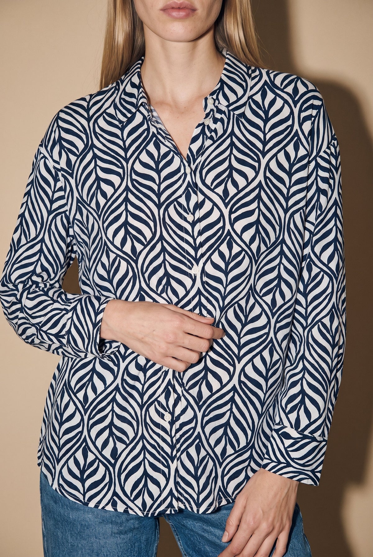 Vmjosie Ls Oversize Shirt Birch/Navy Blaze Vero Moda