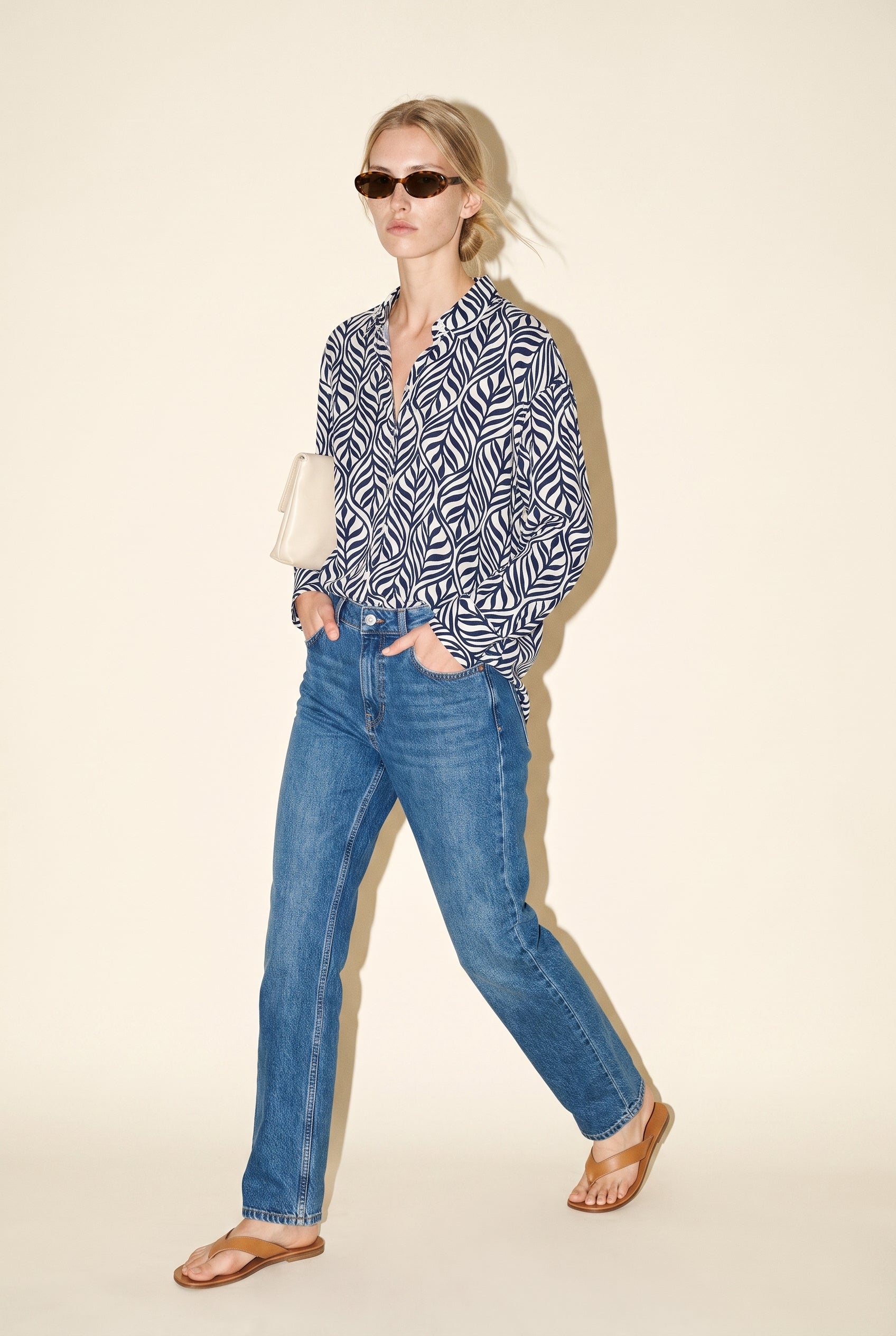 Vmjosie Ls Oversize Shirt Birch/Navy Blaze Vero Moda