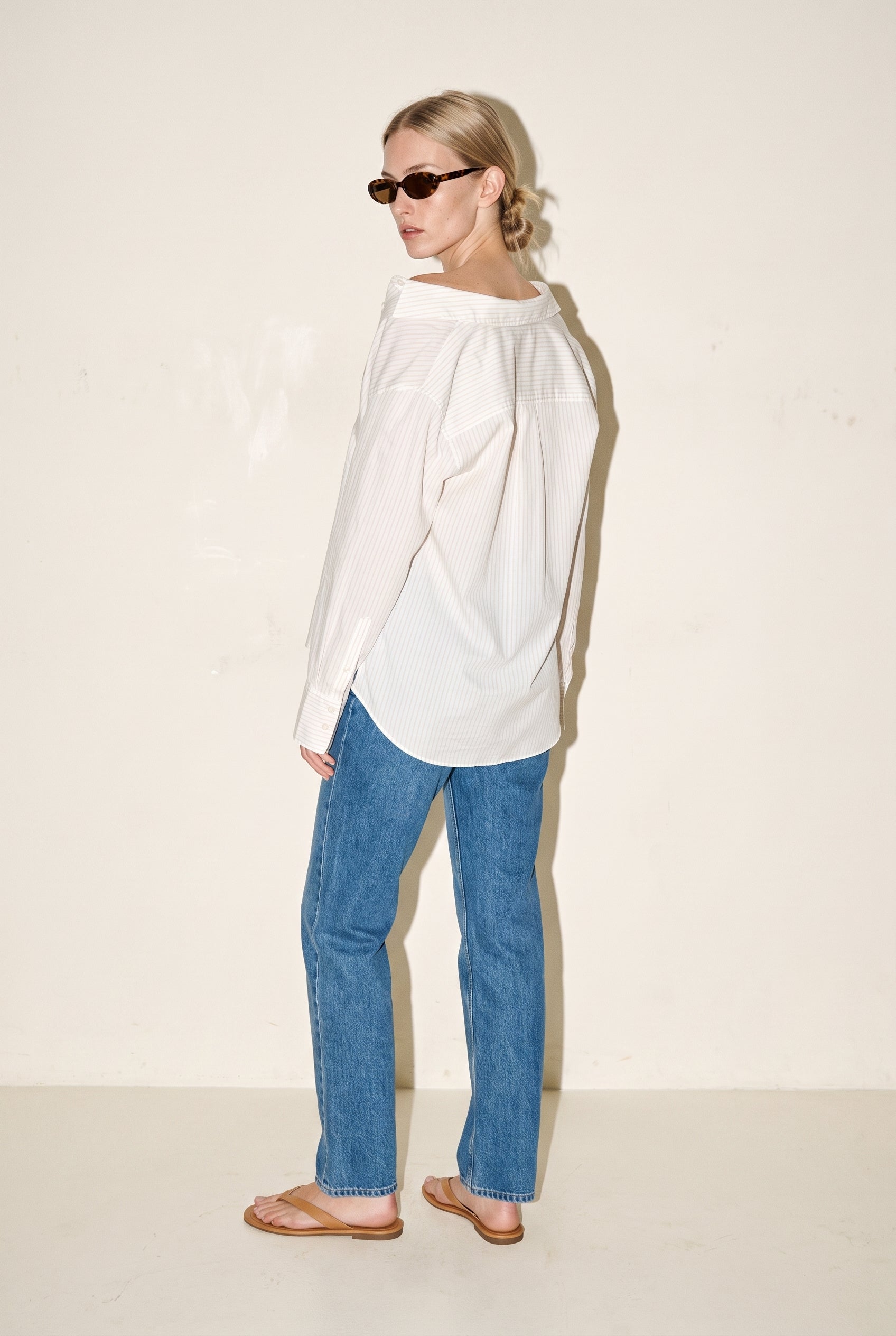 Relaxed Button Down Shirt White Slow High