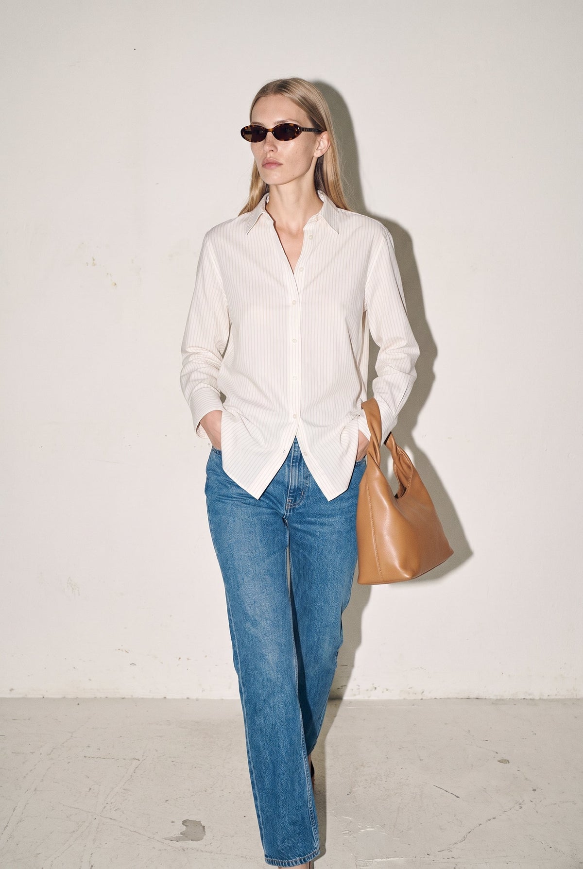 Relaxed Button Down Shirt White Slow High