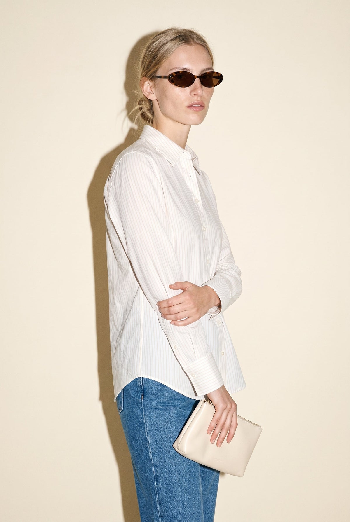 Relaxed Button Down Shirt White Slow High