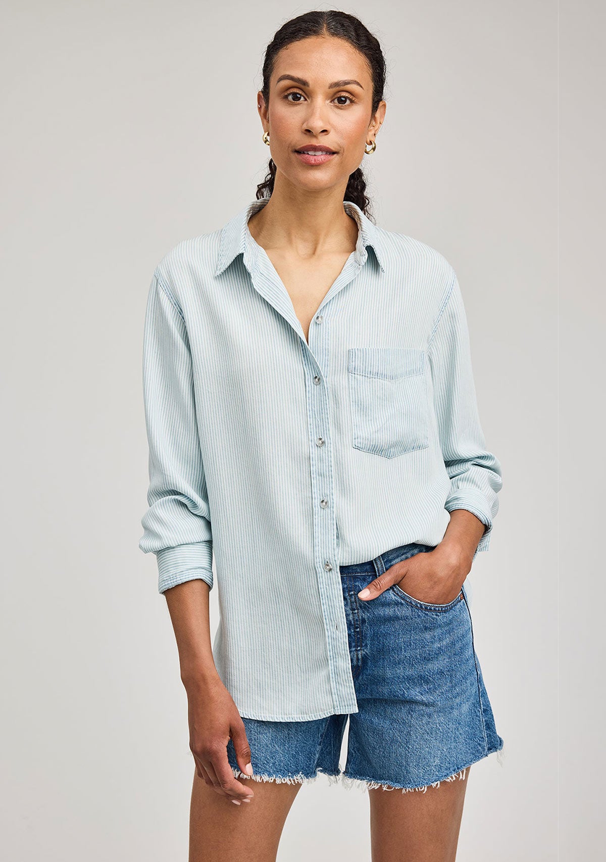 Ozzy Button Up Blue Stripe