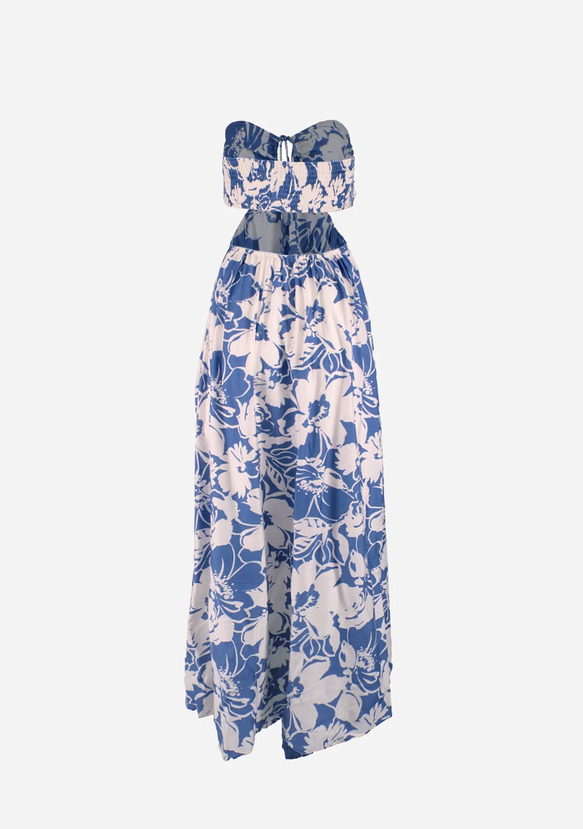 Halter Neck Cutout Midi Dress Blue