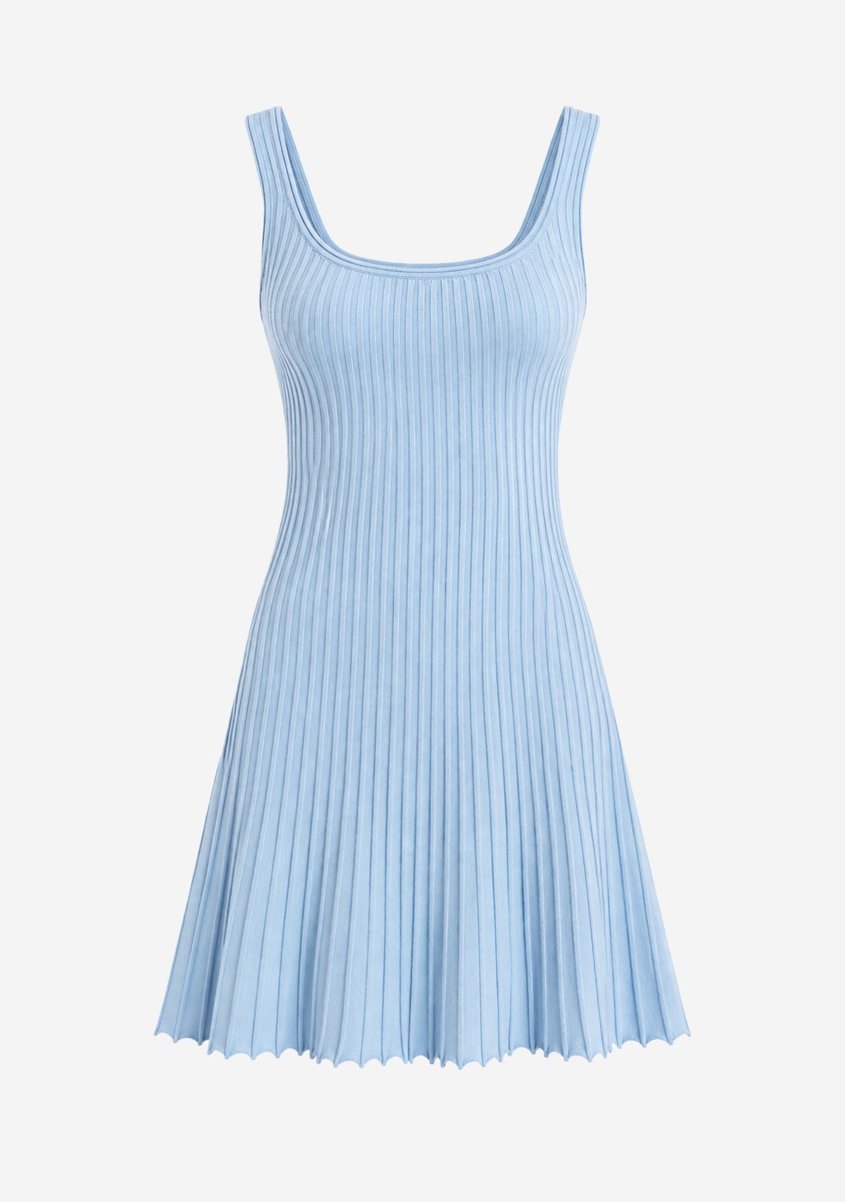 Pleated Knit Tank Mini Dress Baby Blue