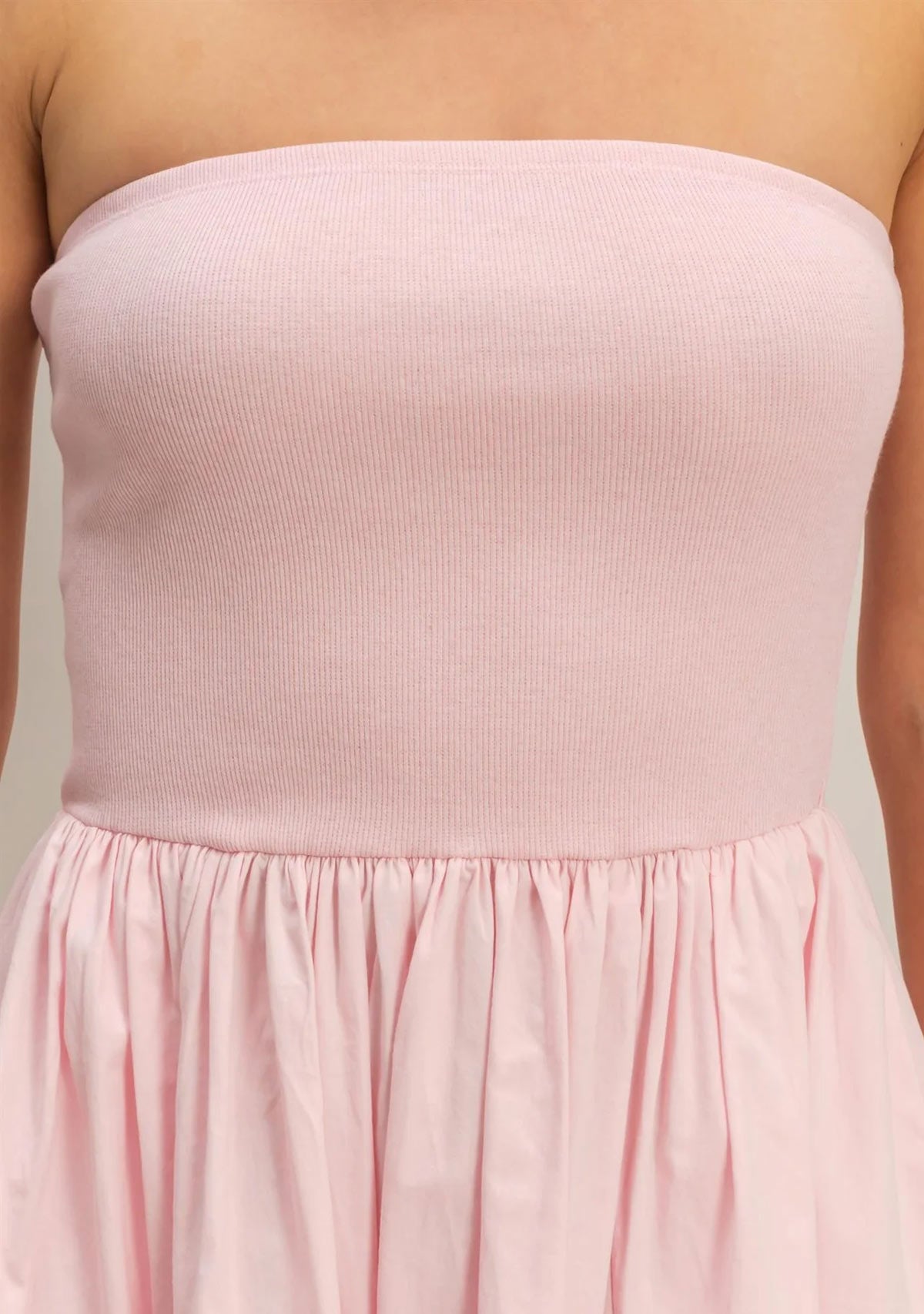 Strapless Flowy Mini Dress Soft Pink