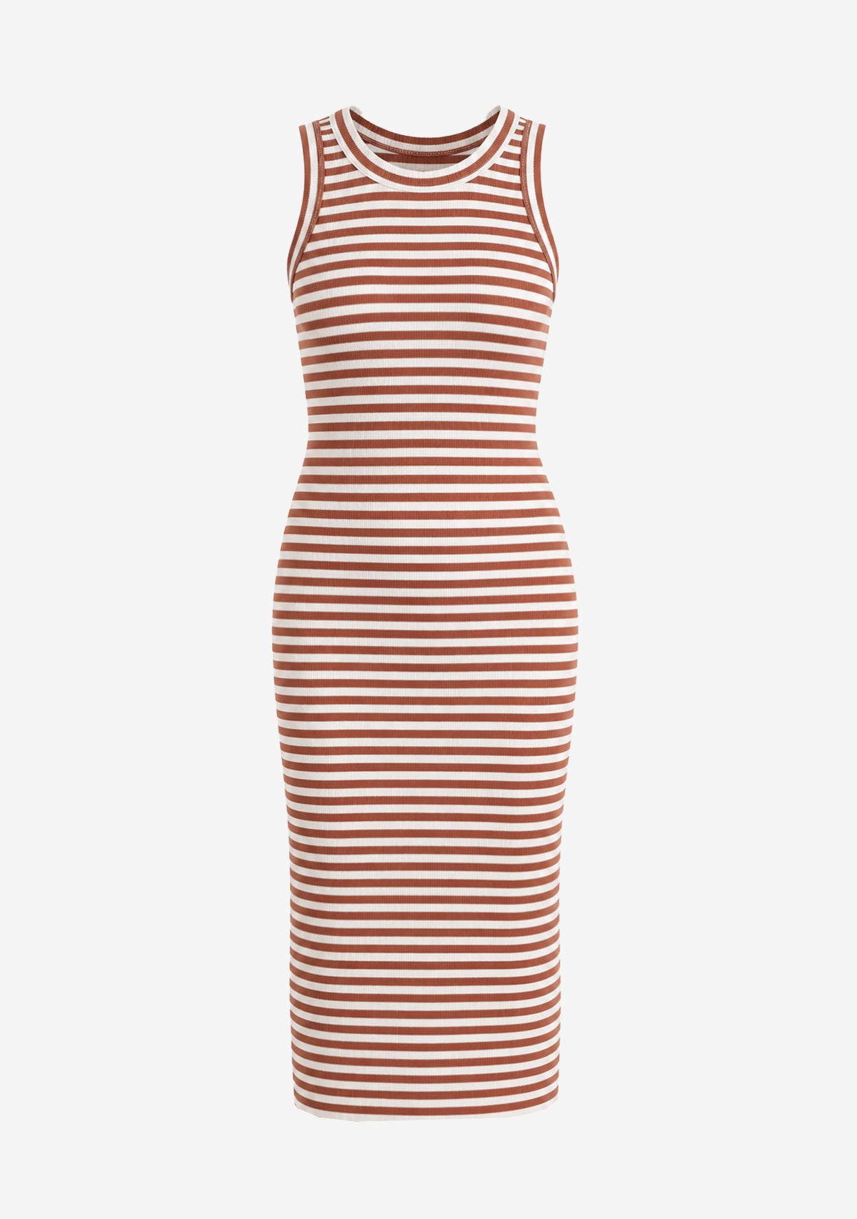 Striped Ribbed Tank Dress Brick