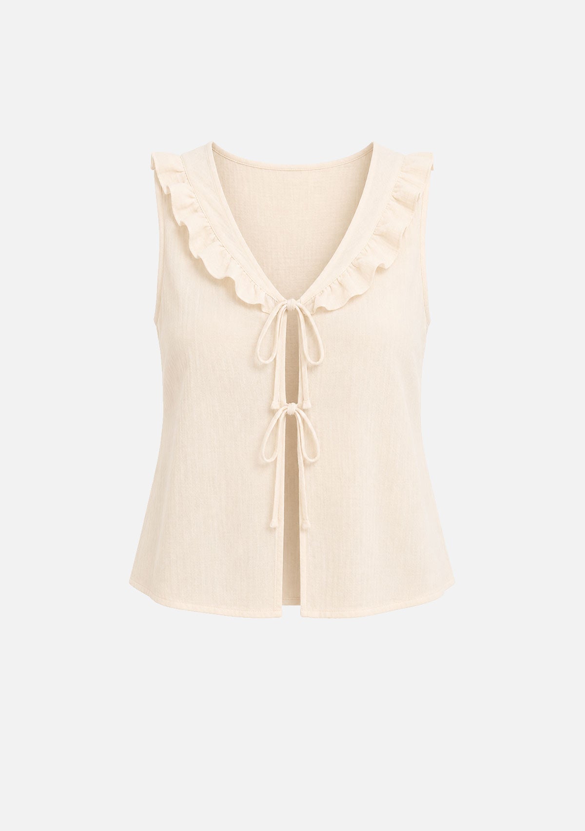Ruffle Sleeveless Top Cream | The Latest Scoop