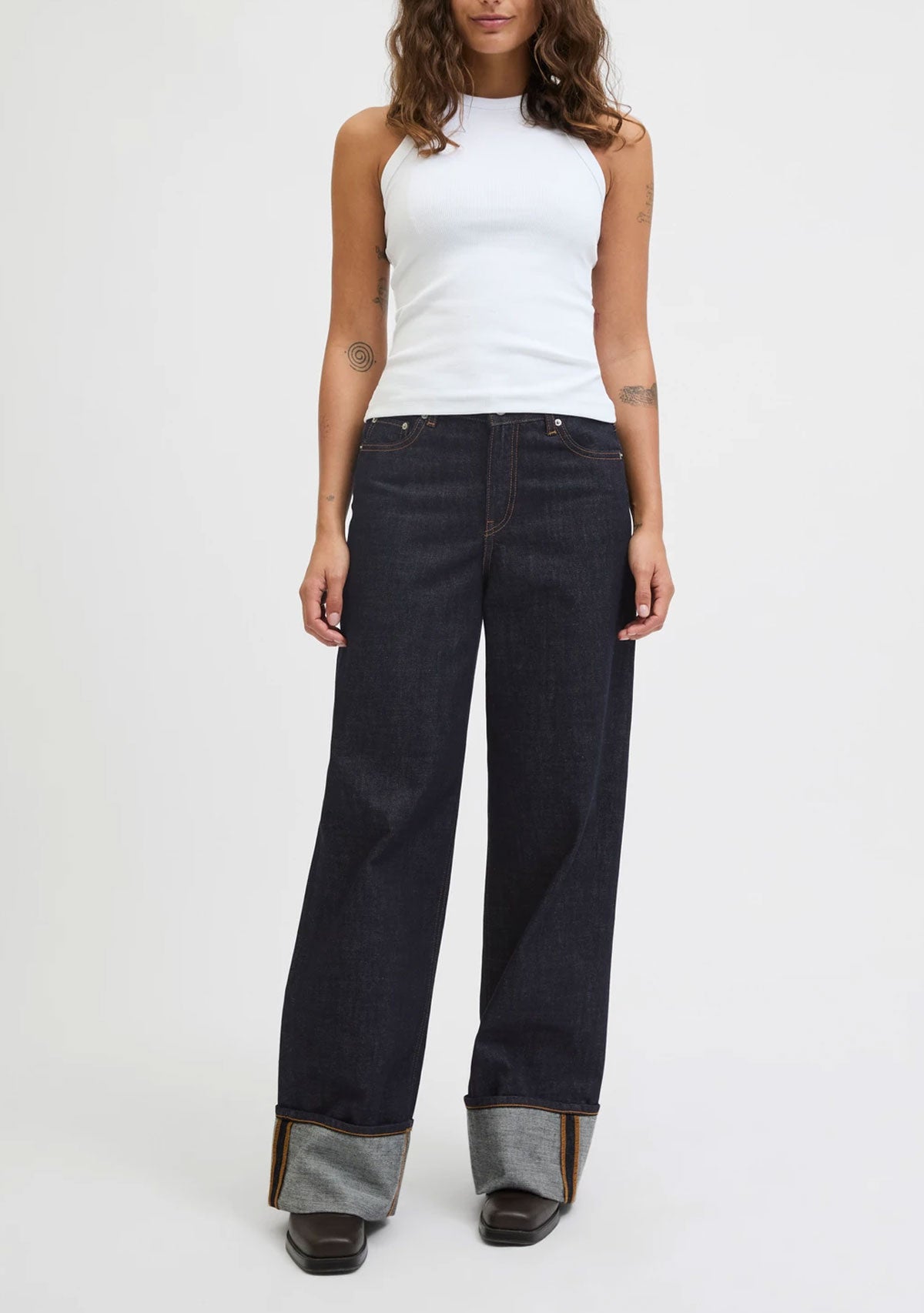 JXTokyo Vega Wide Hw Fold Up R Dnm Sn Dark Blue Denim