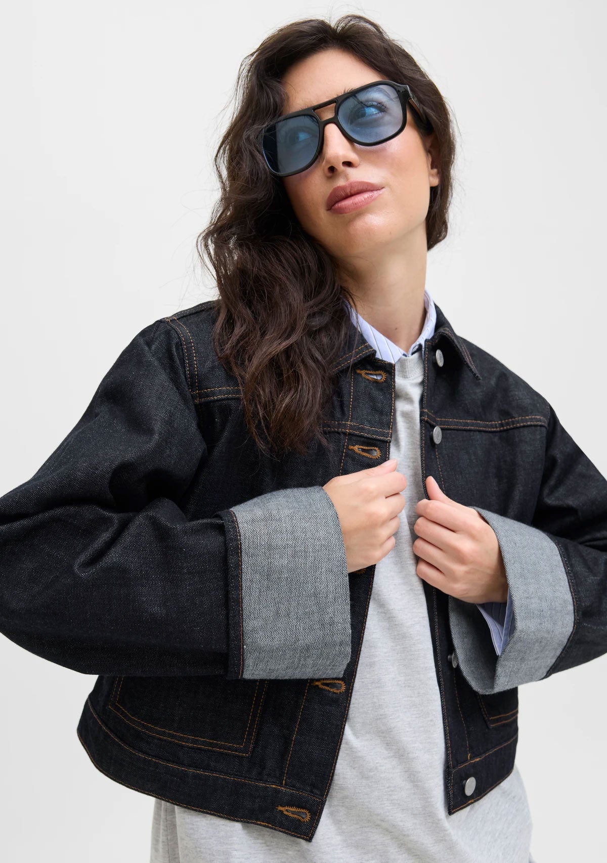 JXVega Denim Jacket Fold Up R Dnm Sn Dark Blue Denim