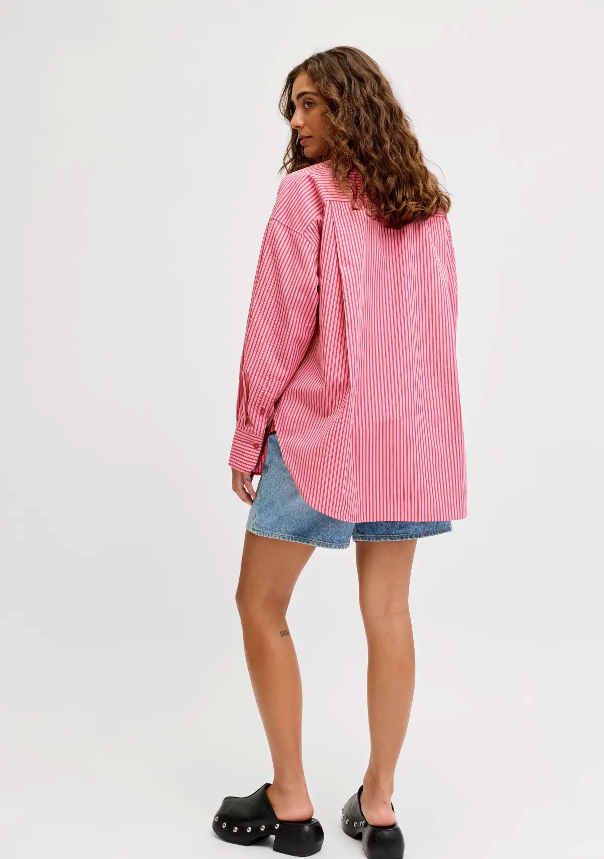 Jx jamie Relaxed Poplin Shirt Cerise Stripe