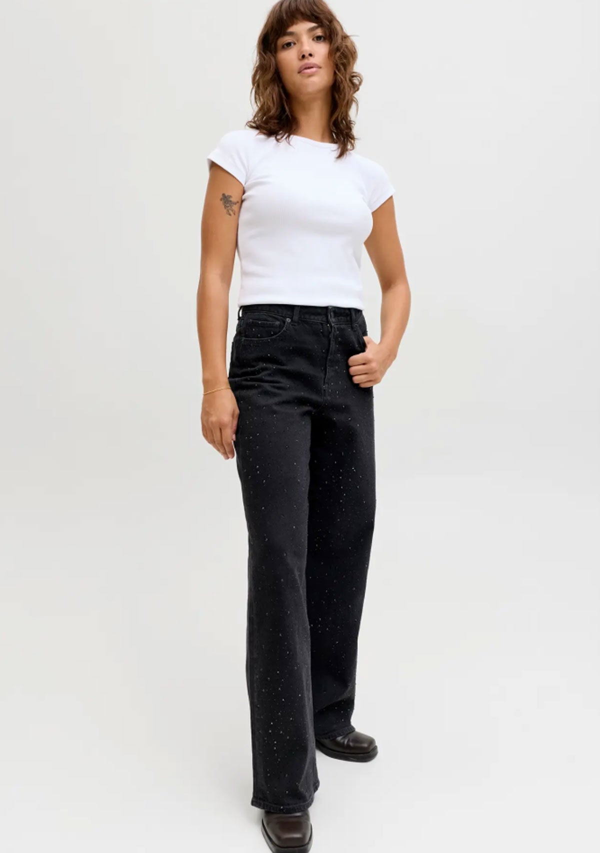 JXTokyo Wide HW Stone R296 DNM Black Denim