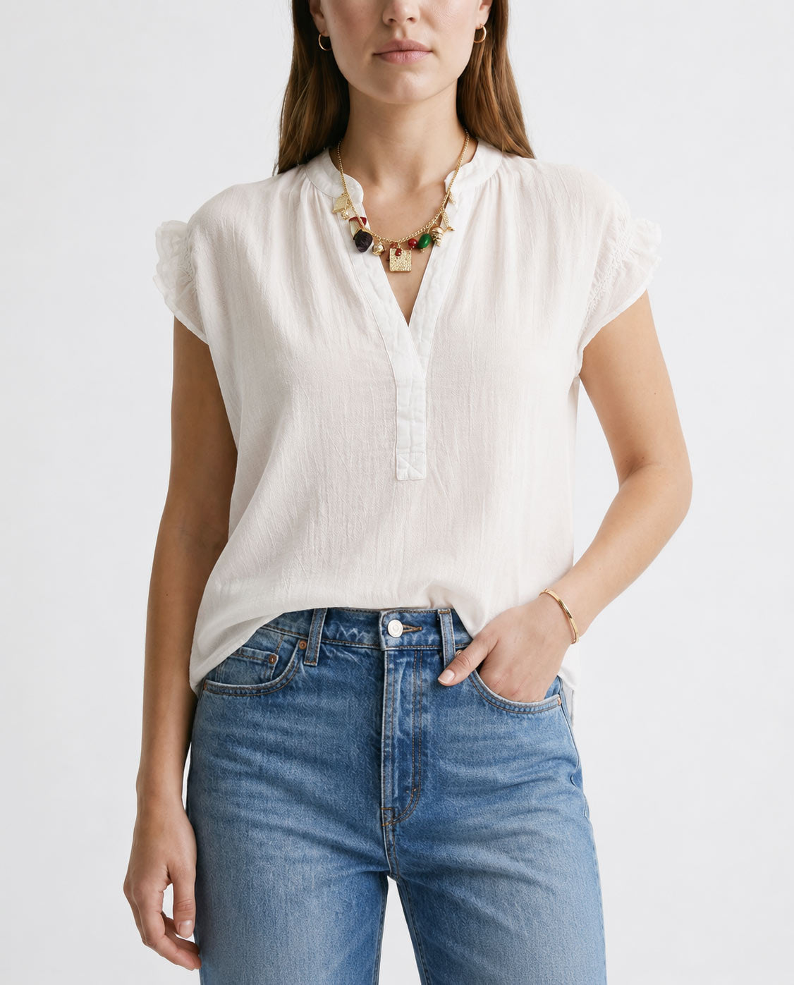 Cotton Tank Top With Embroidery