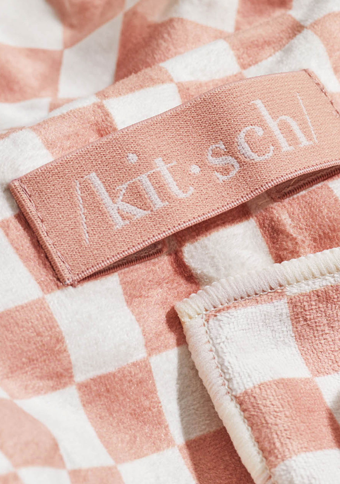 XL Quick Dry Hair Towel Wrap - Microfiber Terracotta Checker