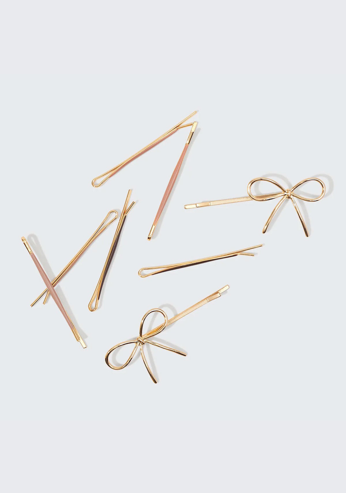 Metal Enamel Puffy & Bow Bobby Pins Rosewood