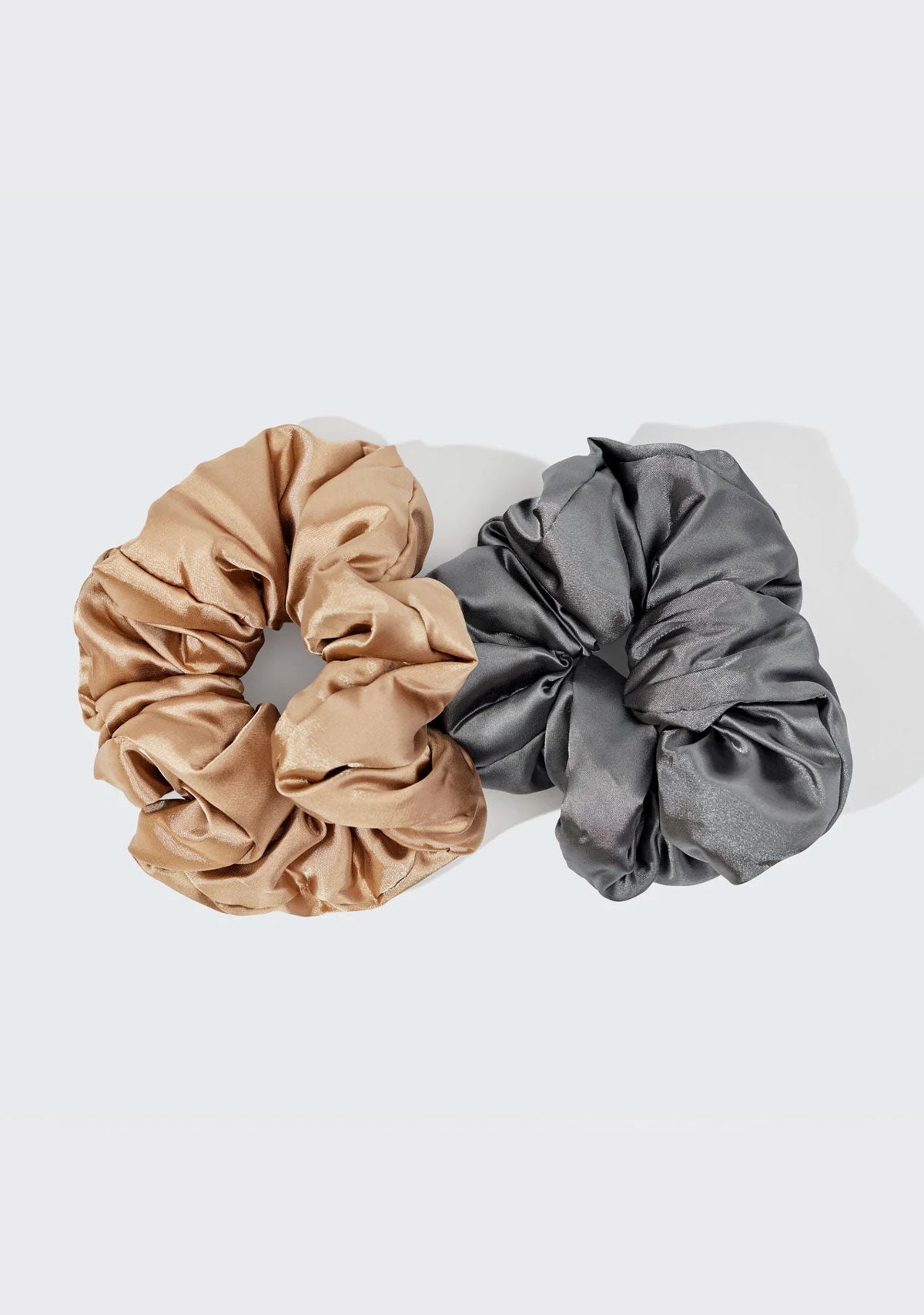 The Satin Pillow Scrunchies 2pc Set Charcoal &