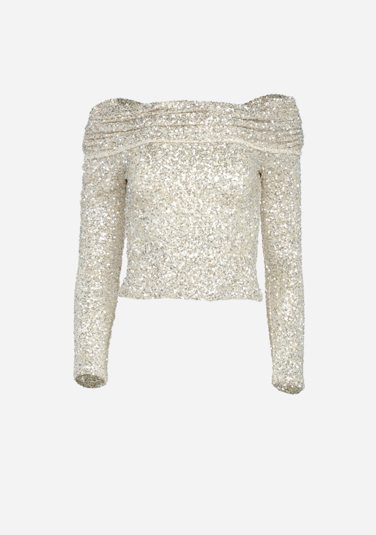 OFF THE SHOULDER LONG SLEEVE SEQUIN TOP