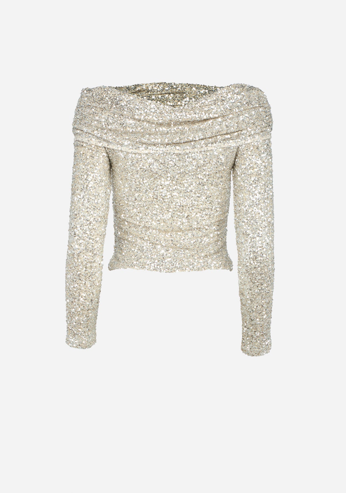 OFF THE SHOULDER LONG SLEEVE SEQUIN TOP