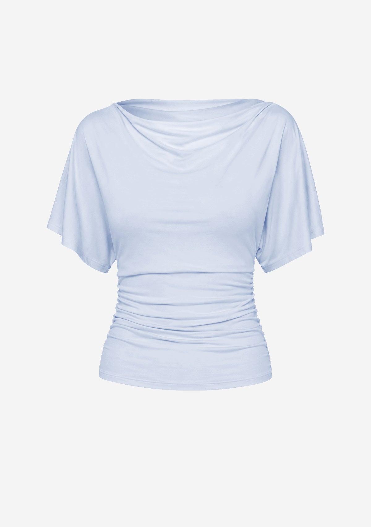 Livia Cowl-neck Ruched Top Light Blue