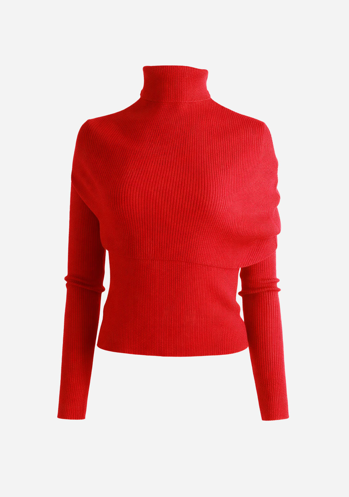 Layered Turtleneck Knit Pullover