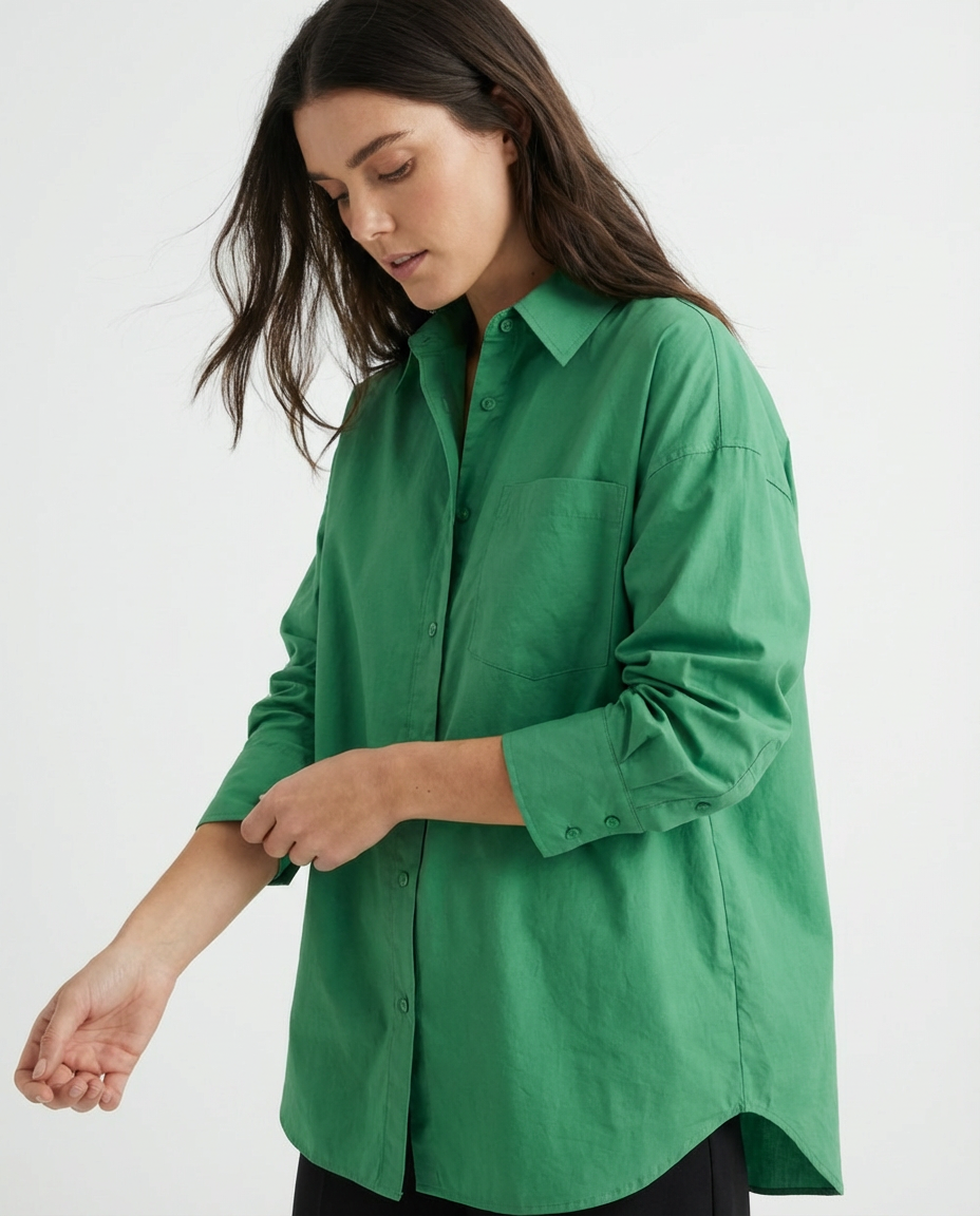 Chemise oversize en popeline biologique à manches longues