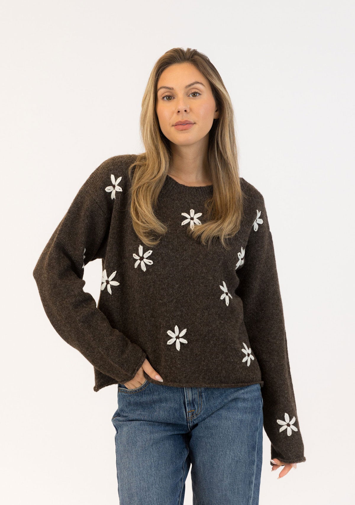 Aiden Crewneck Pullover Dark Brown
