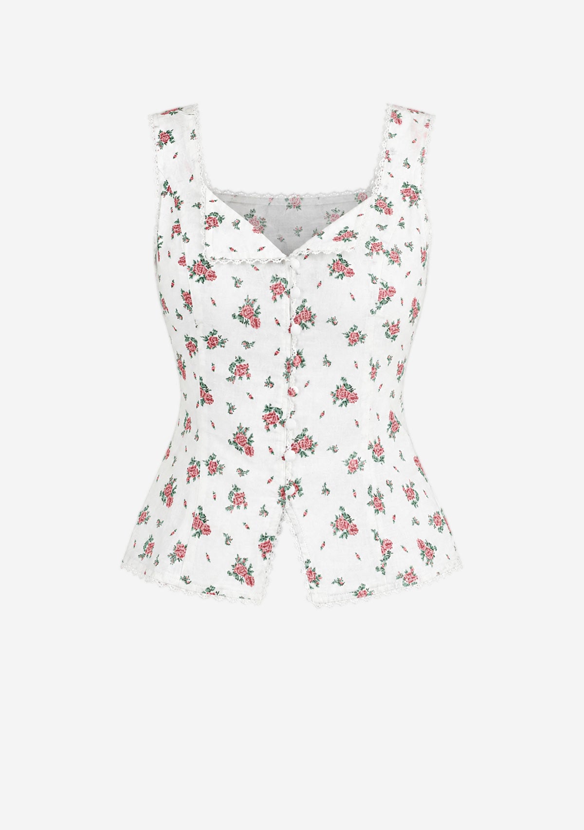 Floral Printed Sleeveless Top Off White