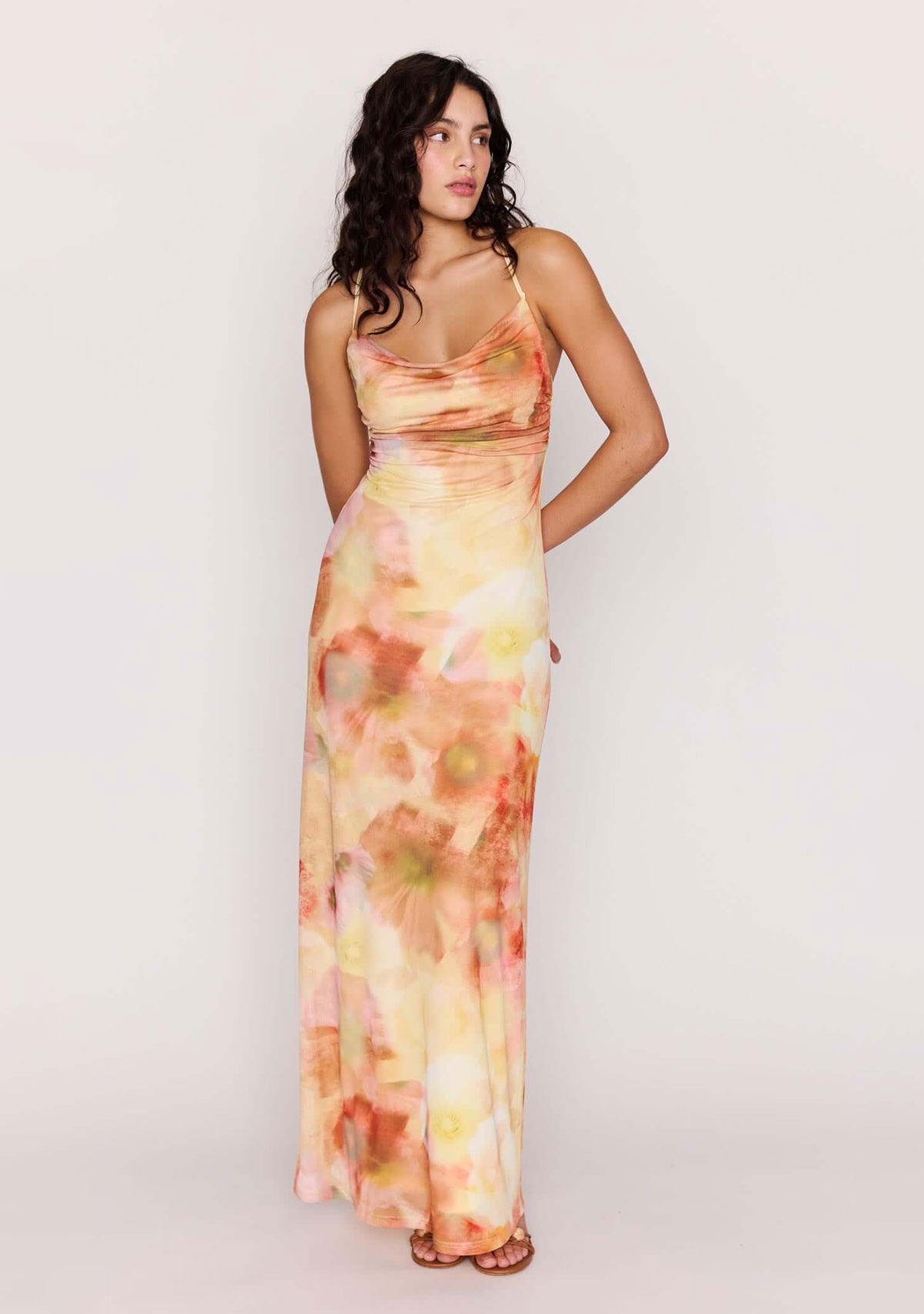 Aria Mesh Maxi Dress Watercolour Floral