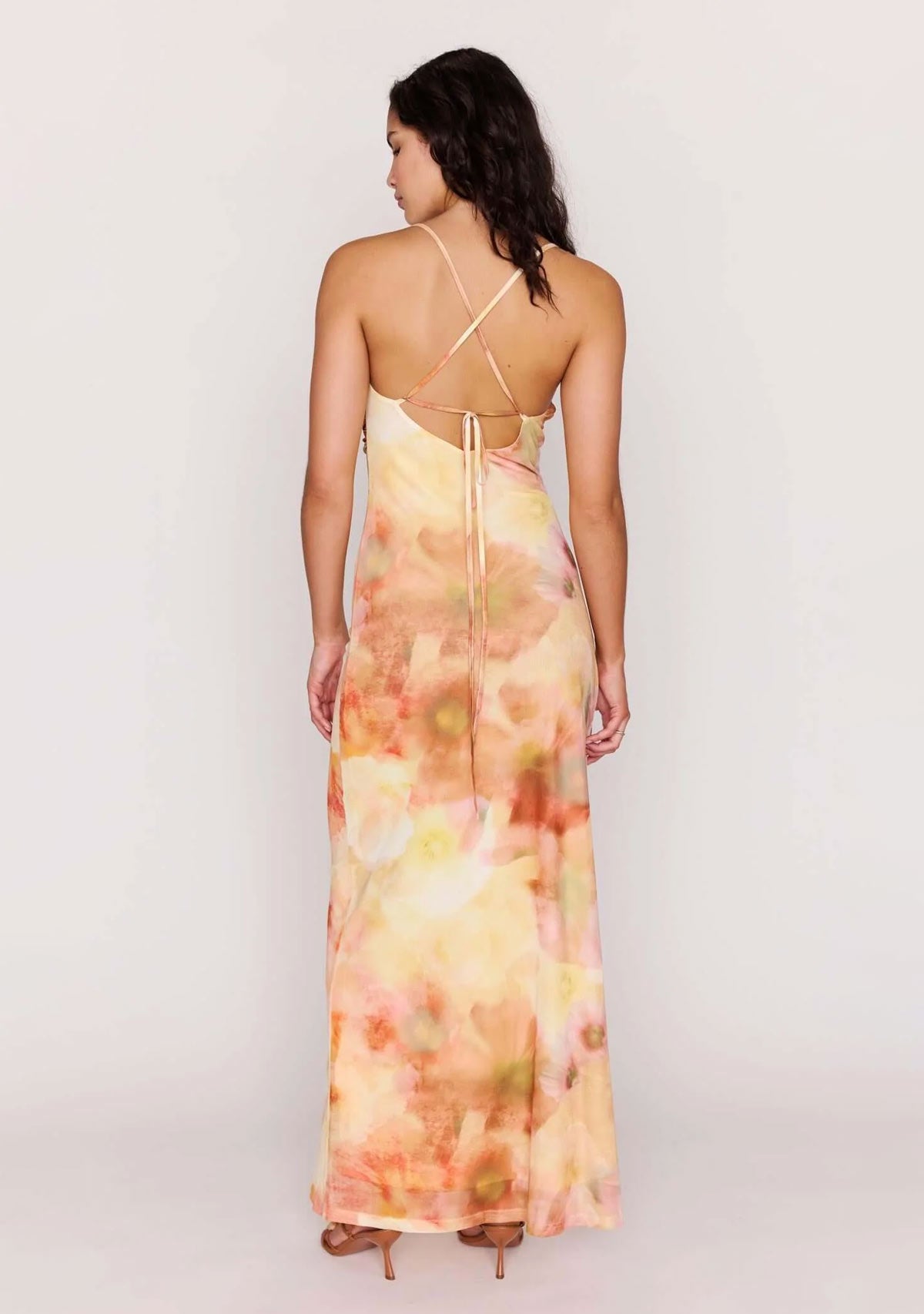 Aria Mesh Maxi Dress Watercolour Floral