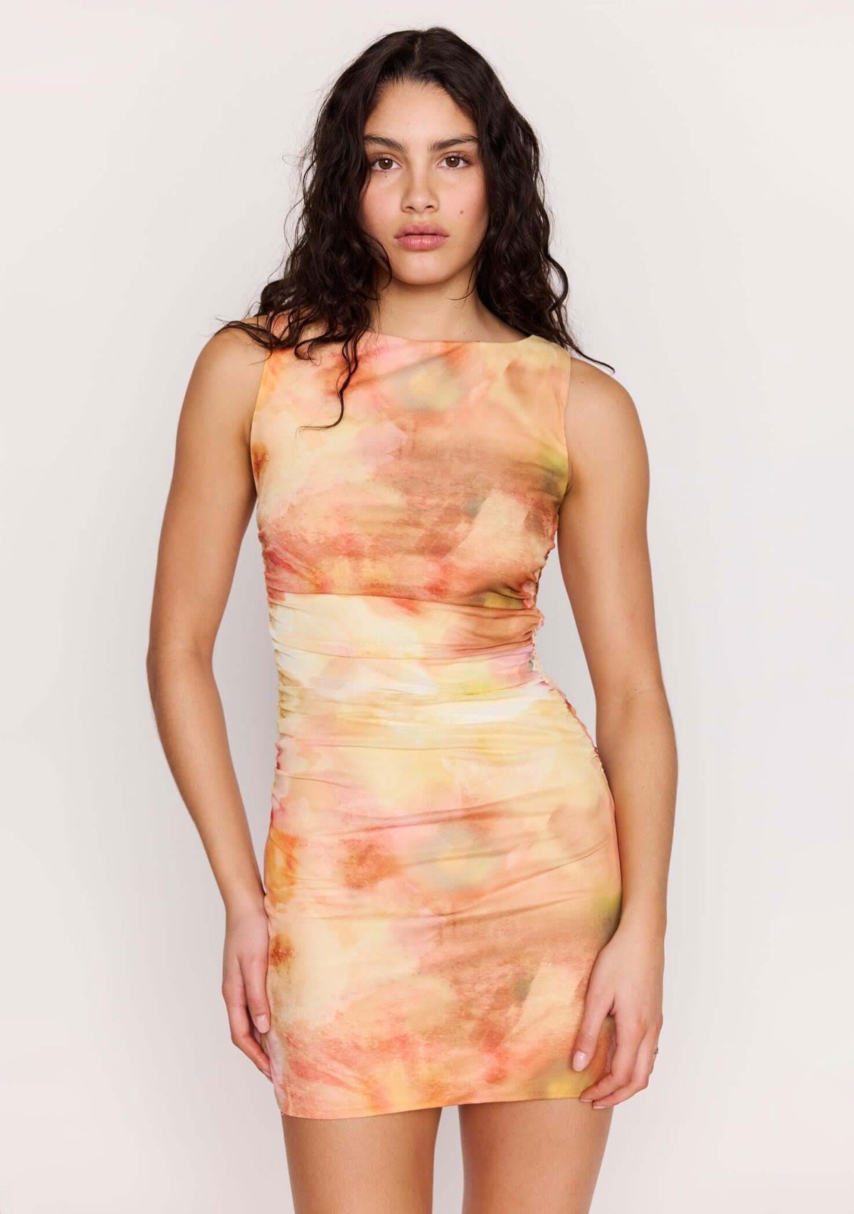 Aria Mesh Mini Dress Watercolour Floral