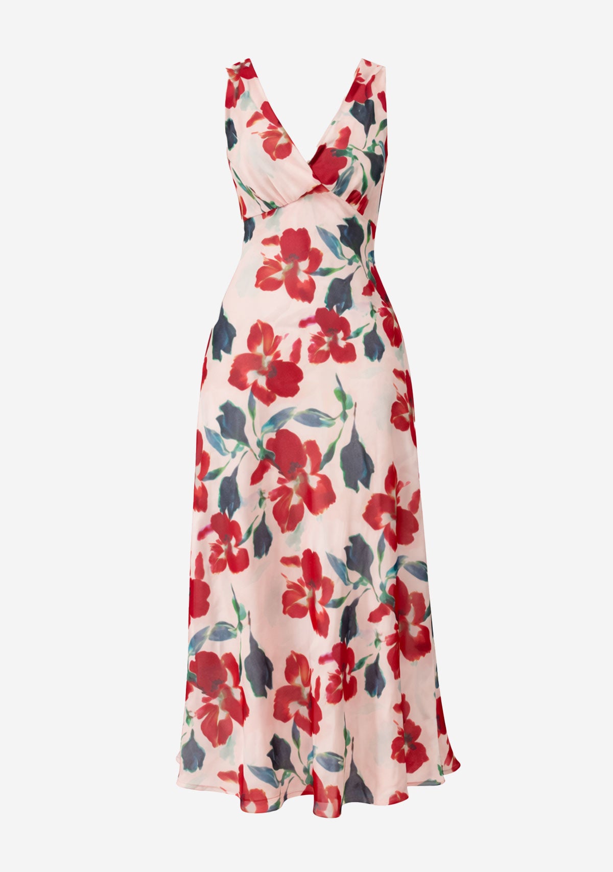 Arabella Bias Midi Dress Red Floral