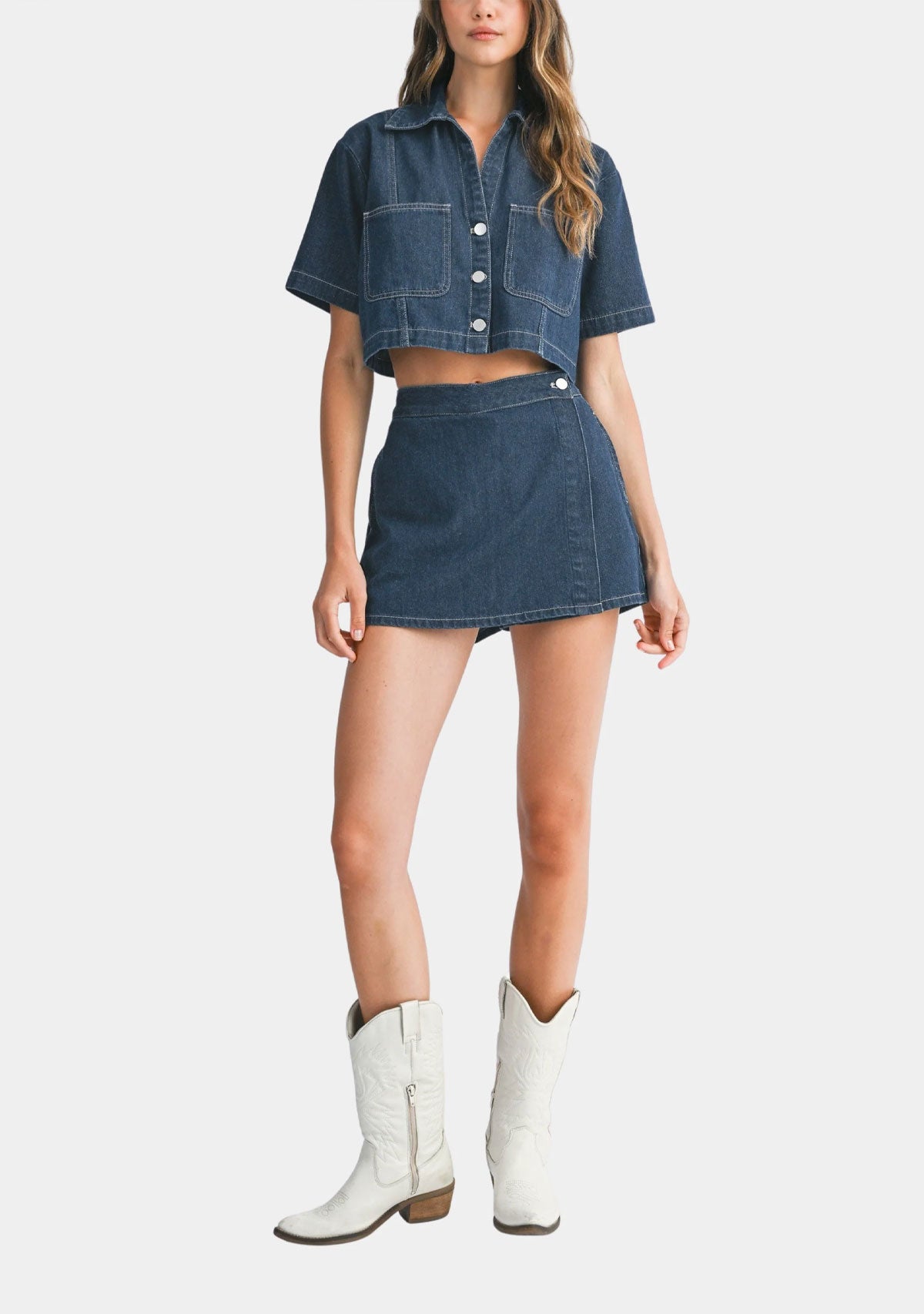 Short Denim Skort Dark Denim