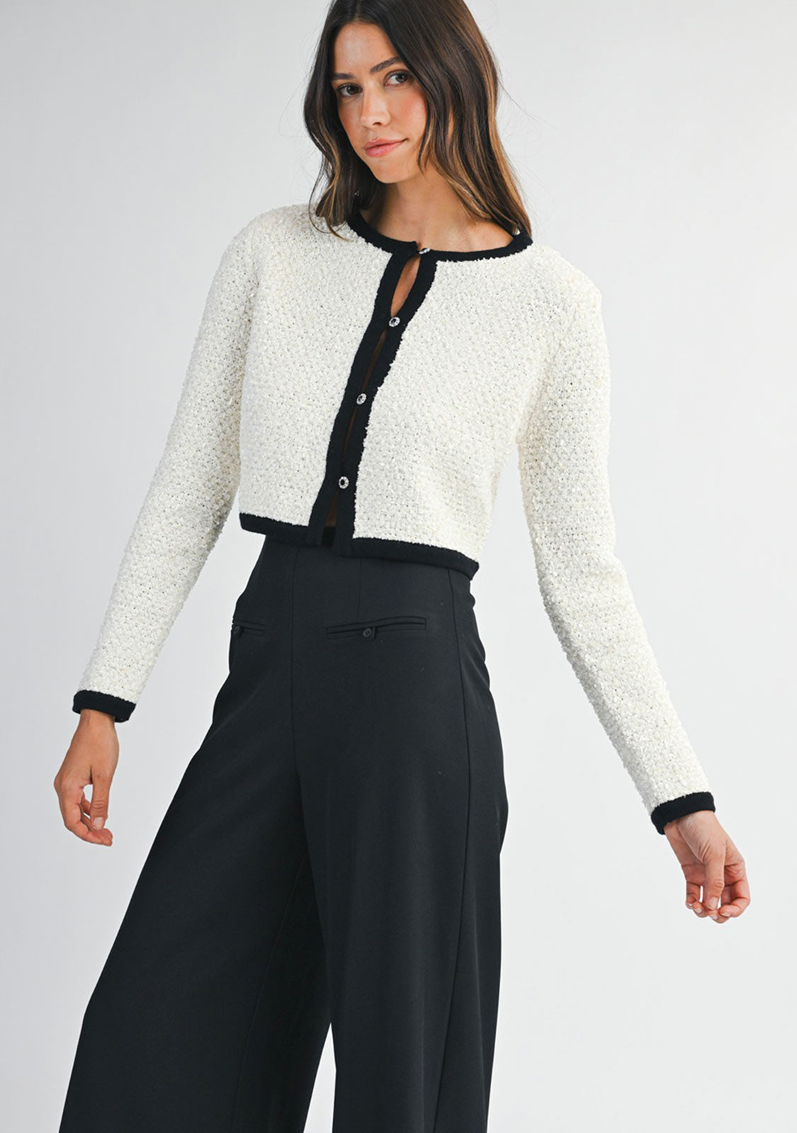 Tweed Knit Jacket Cream