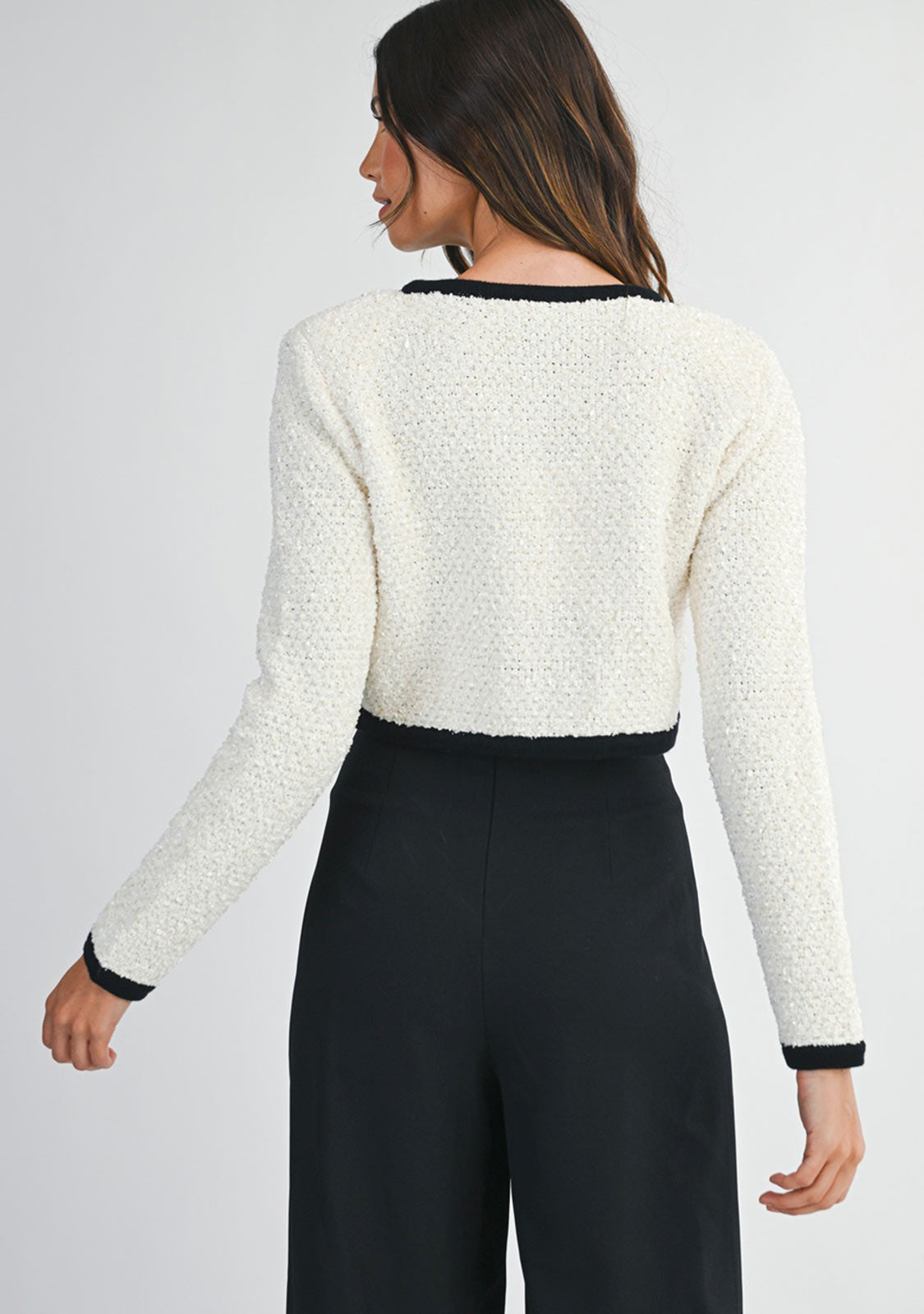 Tweed Knit Jacket Cream