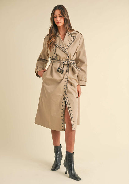 ハーリップトゥ Belted Dress Trench Coat taupe M Mable-Double-Breasted-