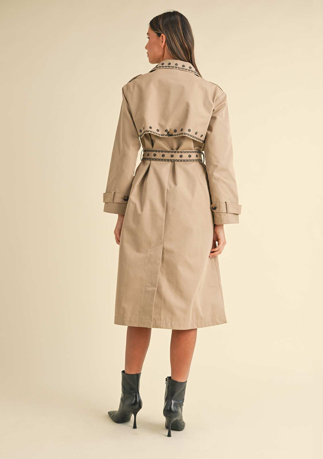 Double Breasted Embroidered Trench Coat