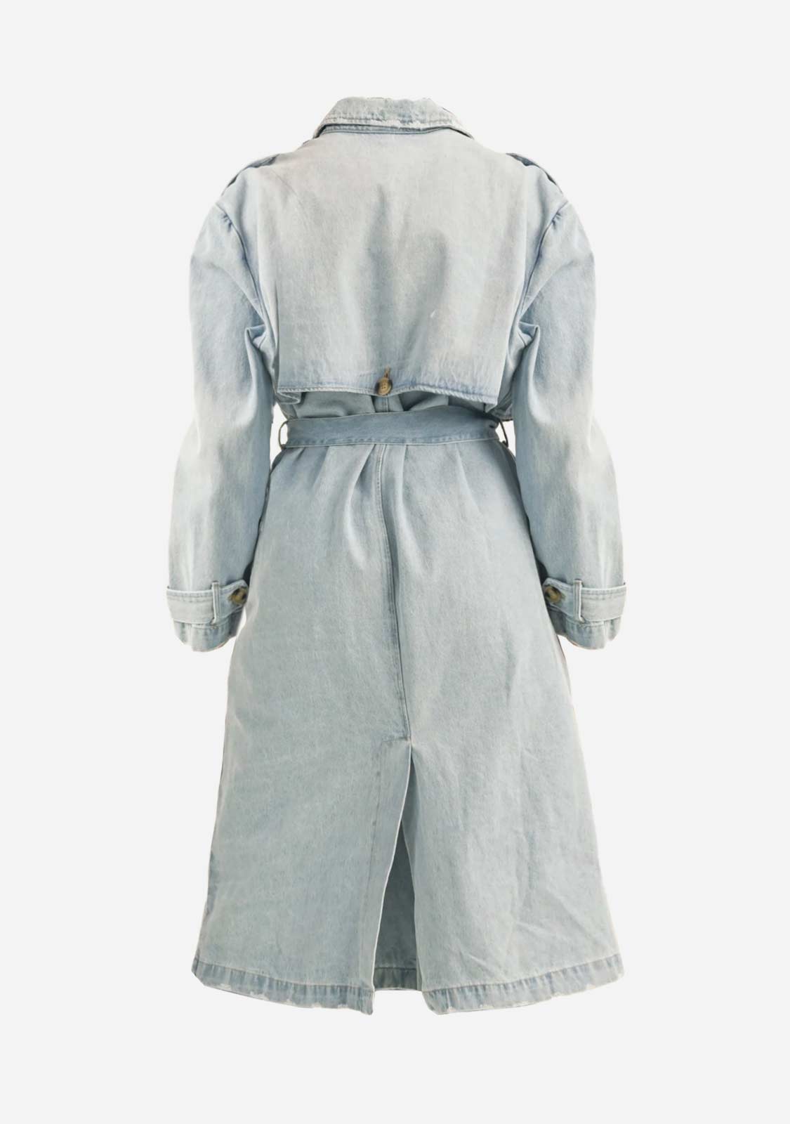 Long Sleeve Double Breasted Denim Trench Coat