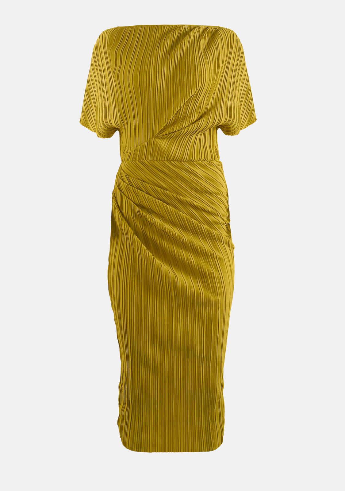 One Off Shoulder Pleated Side Ruched Midi Dress