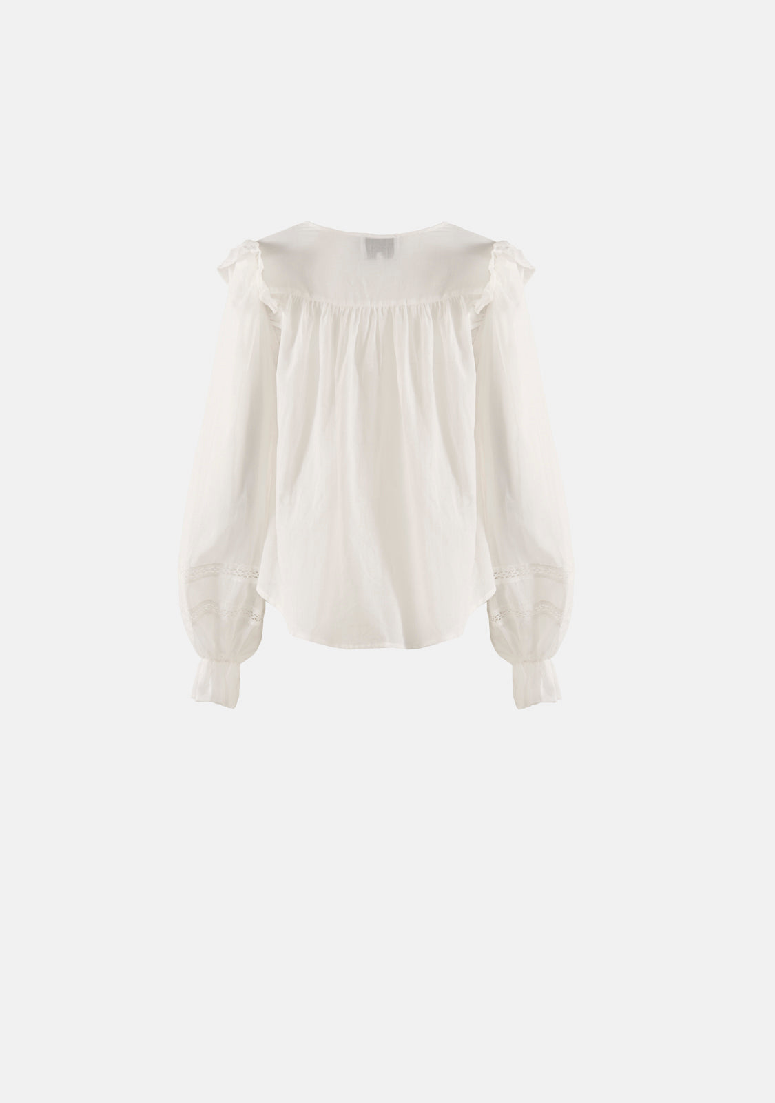 Ruffle Shoulder Button Front Blouse