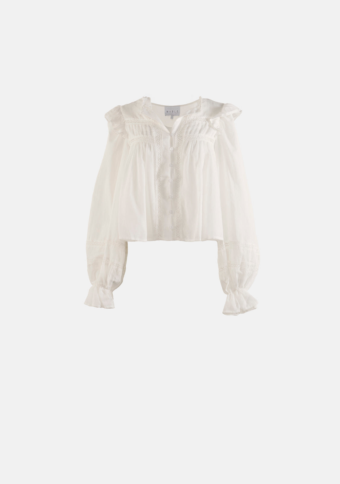 Ruffle Shoulder Button Front Blouse