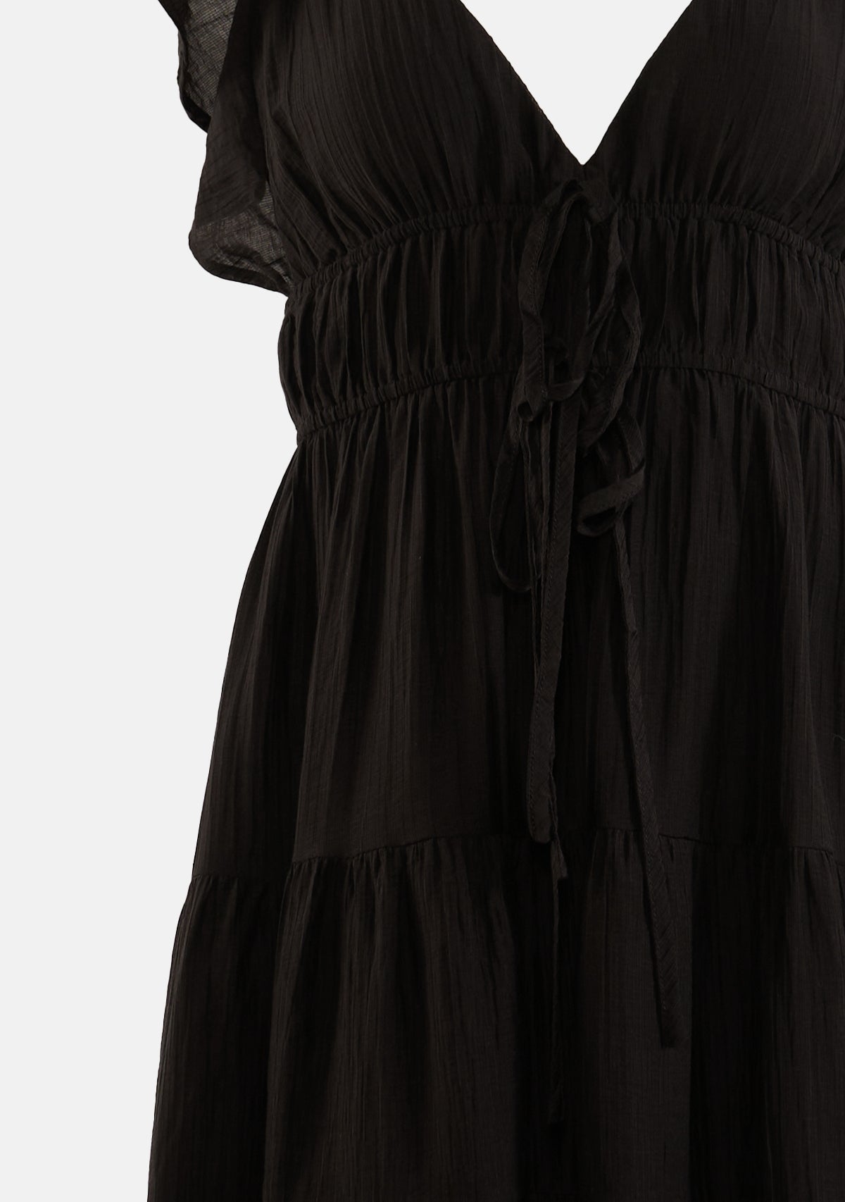 Ruffled Sleeve Tiered Midi Dress