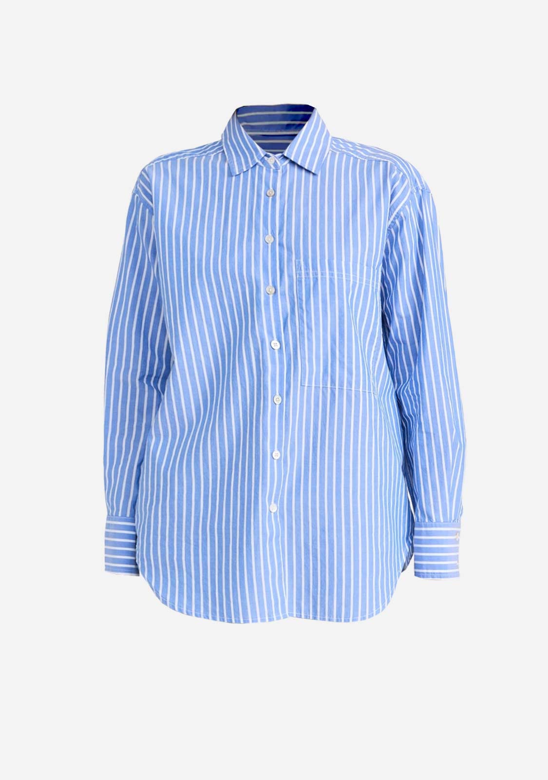 Long Sleeve Shirt Blue White Striped