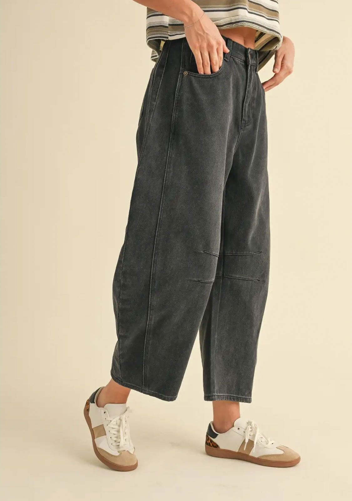 Barrel Cotton Pants Black