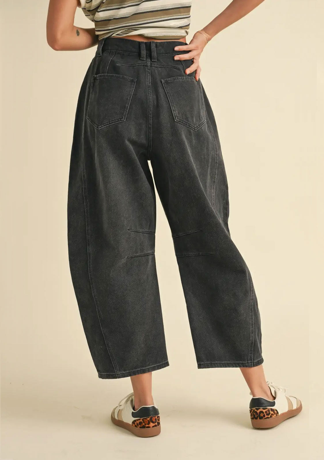 Barrel Cotton Pants Black