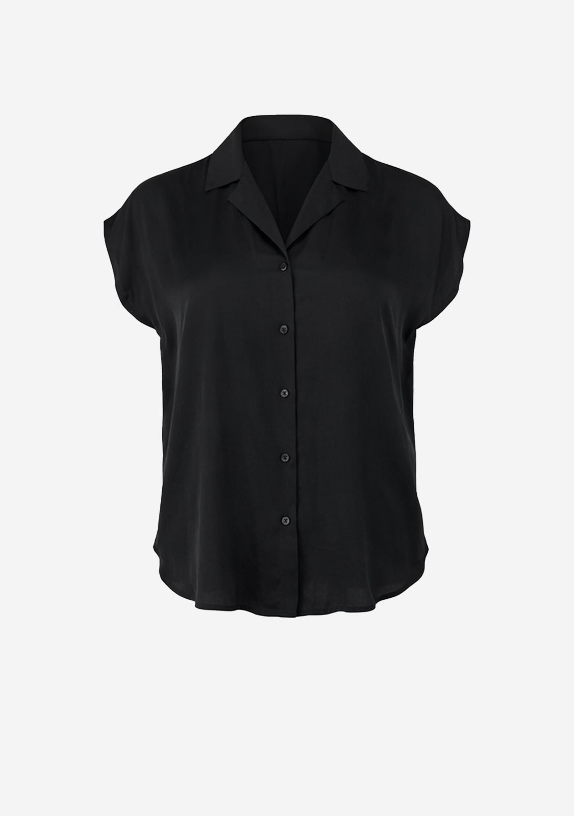 Button Down Cap Sleeve Shirt Deep Ocean Blue