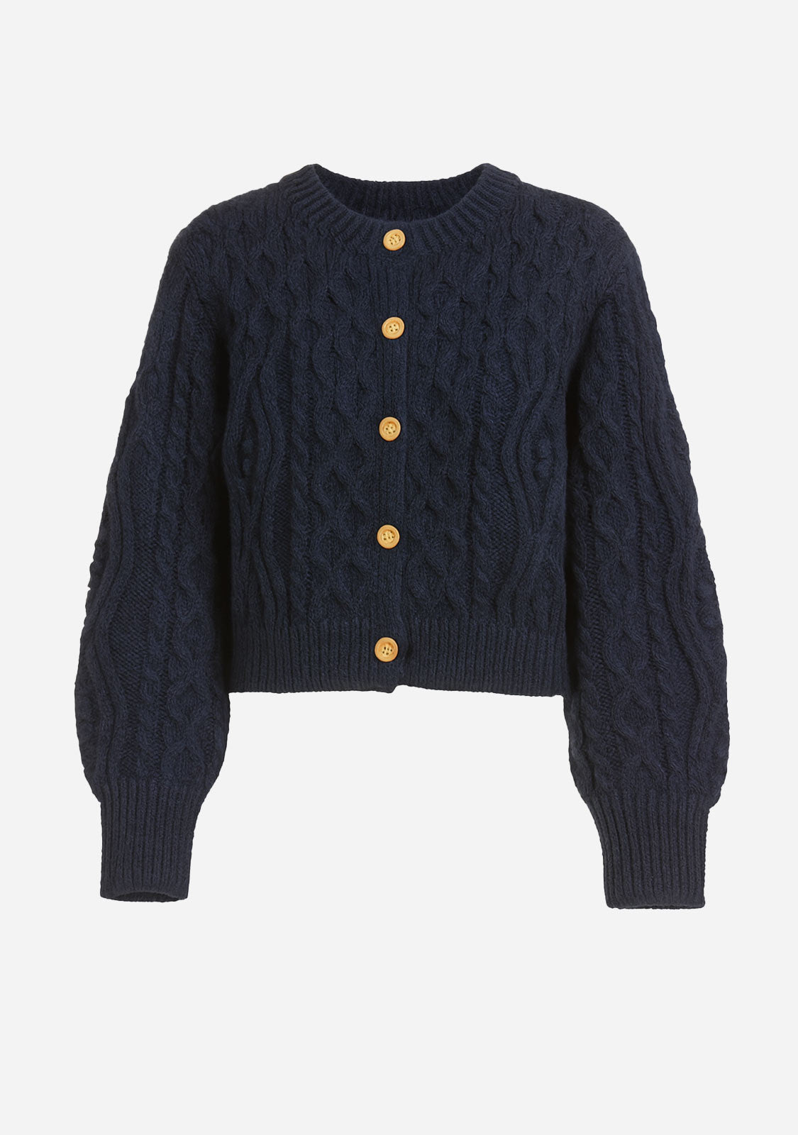 Golden Button Knit Cardigan Navy