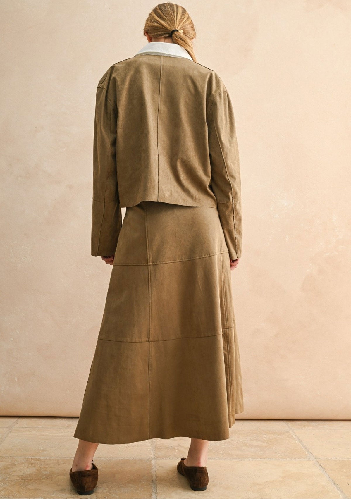 Suede A-Line Midi Skirt Mocha