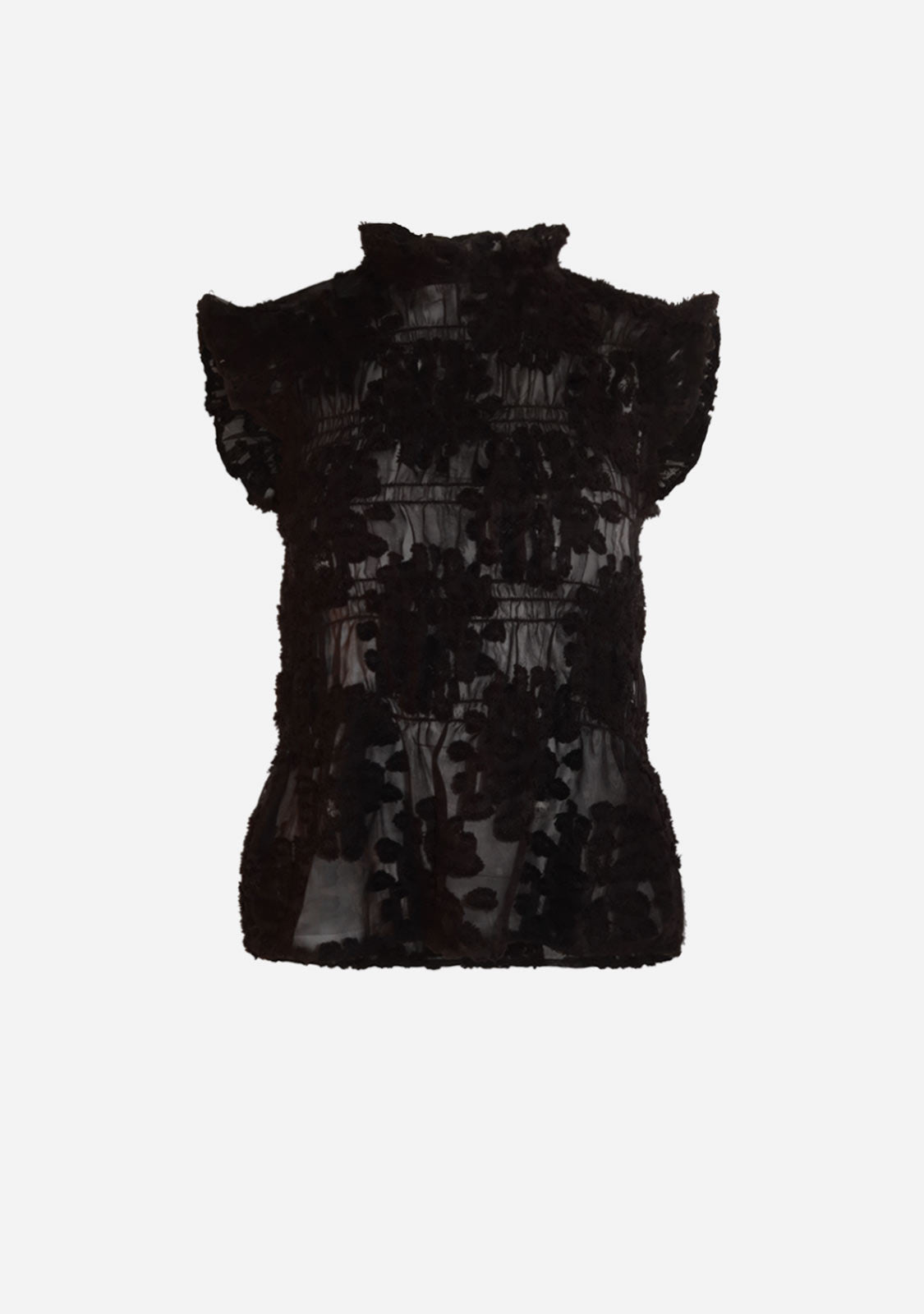 Velvet With Lace Combo Blouse Black