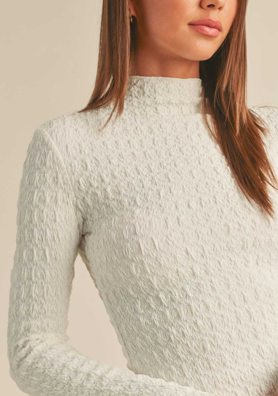 Textured Fabric Long Sleeve Top