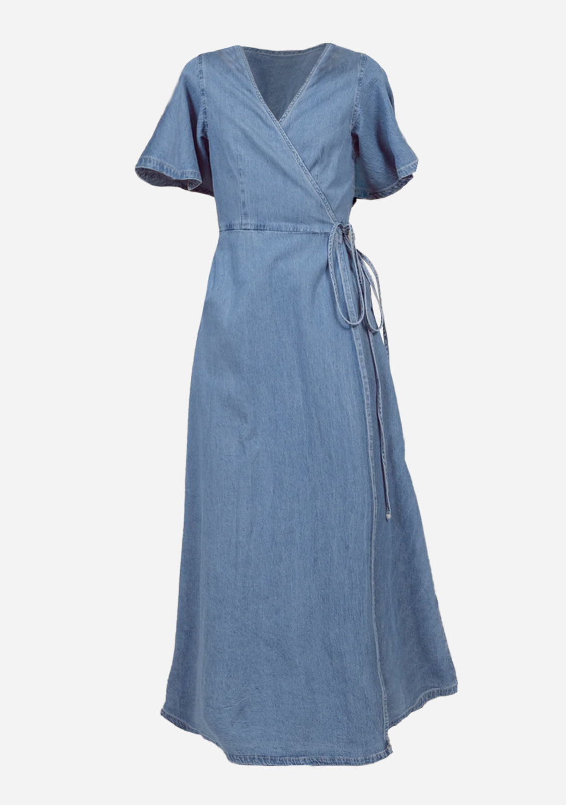 Washed Denim Wrap Dress