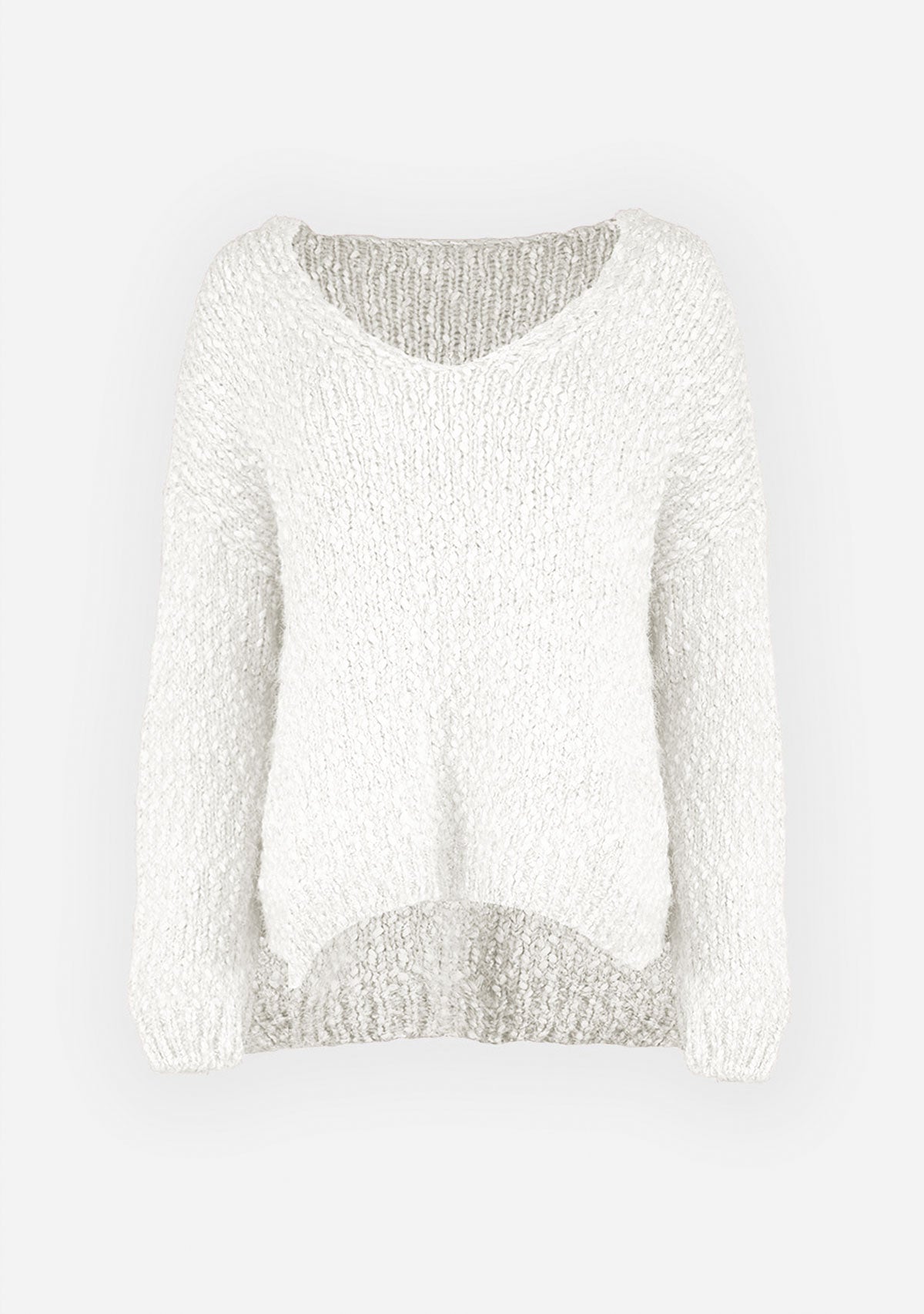 Popcorn Knit Sweater Ivory White